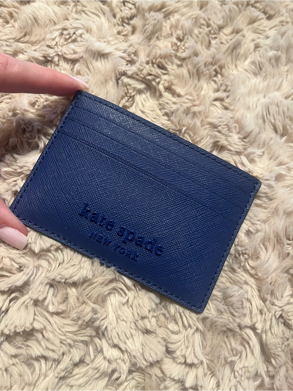 kate spade Navy Saffiano Leather Card Case - Picture 2 of 6